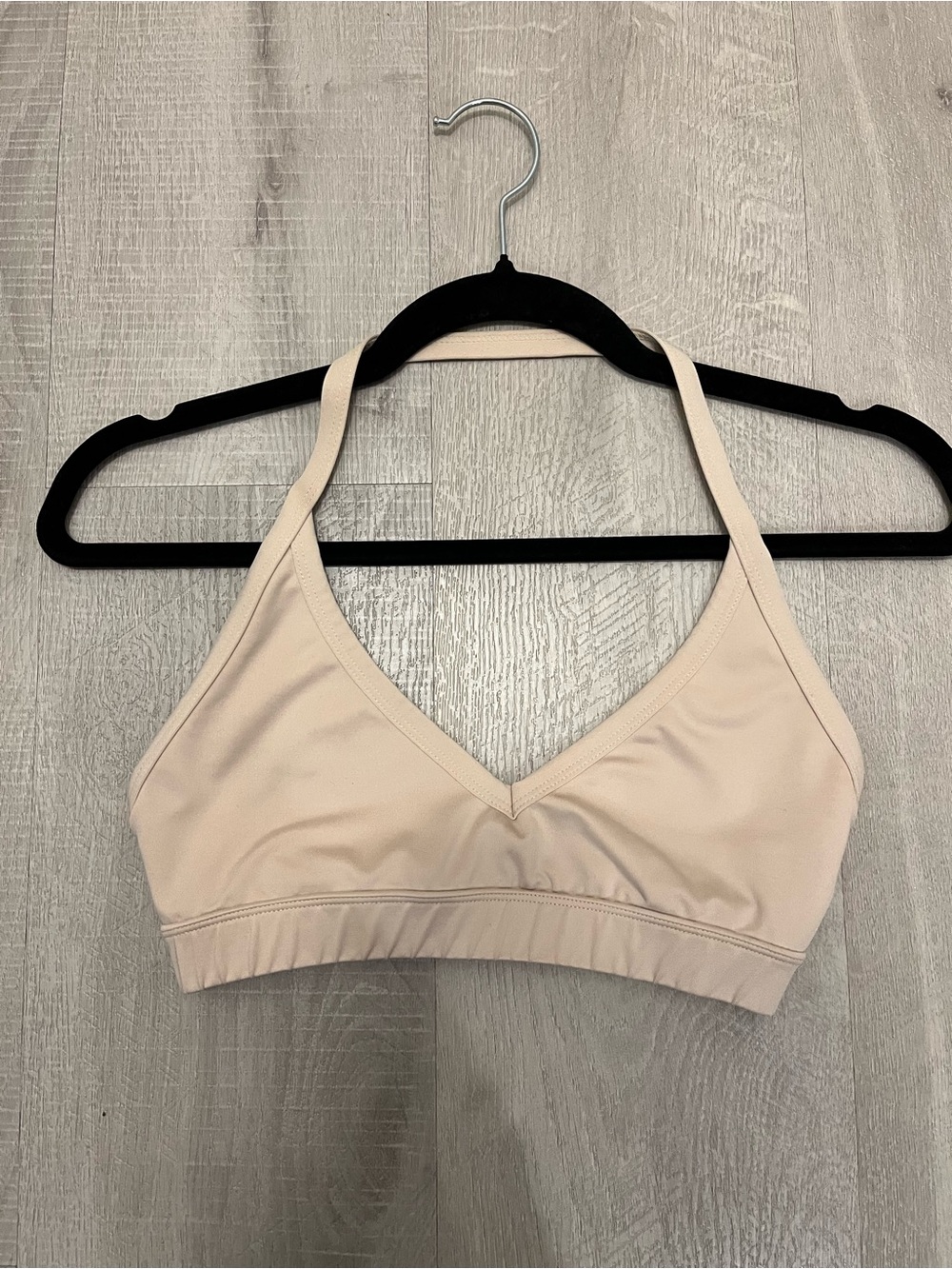 Beige Swim Top with V-Neck and Racerback